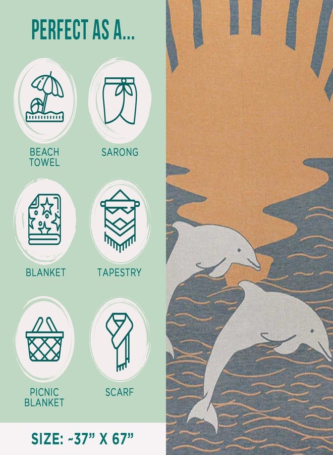 Sand Cloud Oversized Turkish Beach Towel (SoCal Dolphin) - 100% Certified Cotton Turkish Bath Towels - Sand Free & Quick Dry Large Beach Towel for Pool, Yoga, Picnic & Travel - As Seen on Shark Tank - Image 3